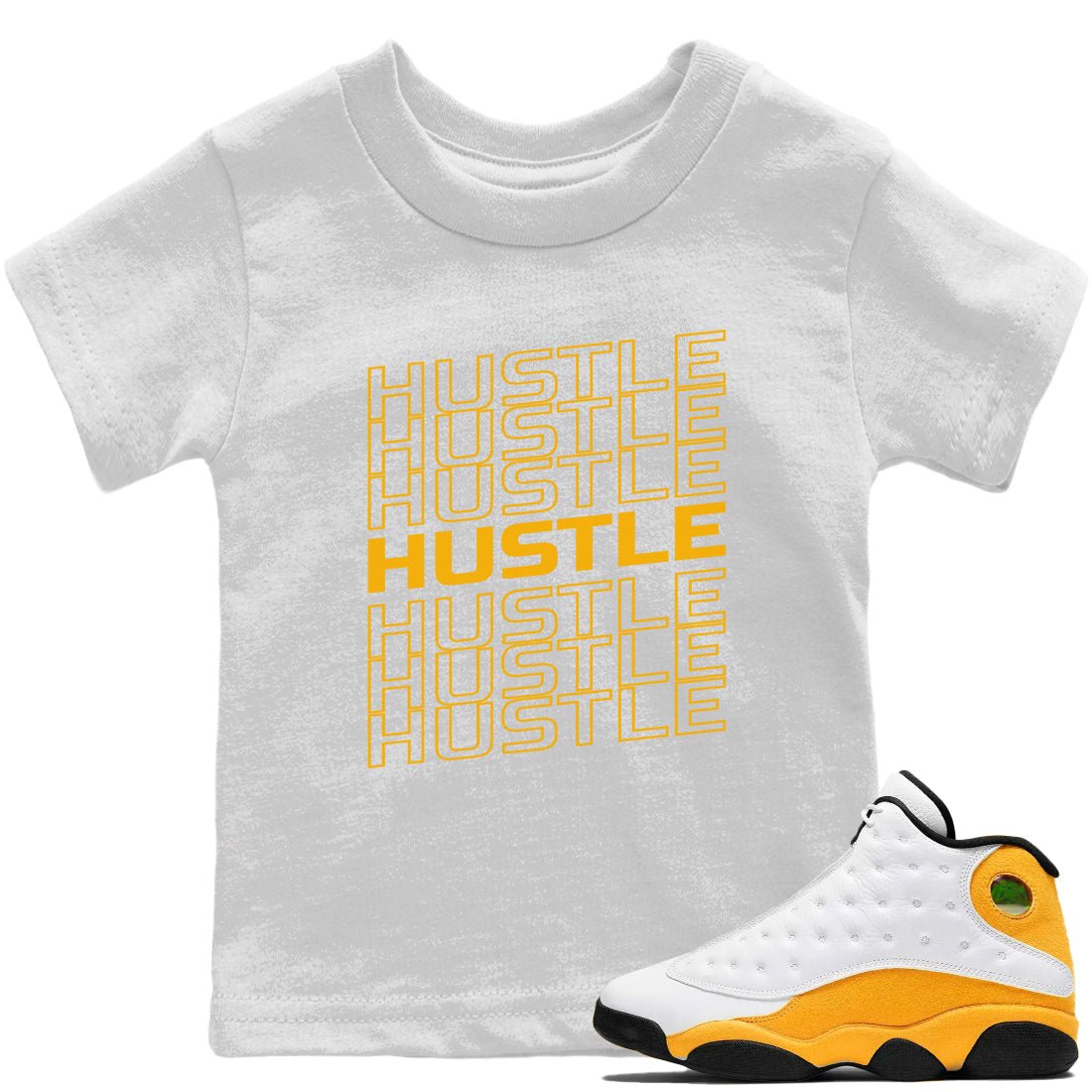 Jordan 13 Del Sol Sneaker Match Tees Hustle Typo Sneaker Tees Jordan 13 Del Sol Sneaker Release Tees Kids Shirts