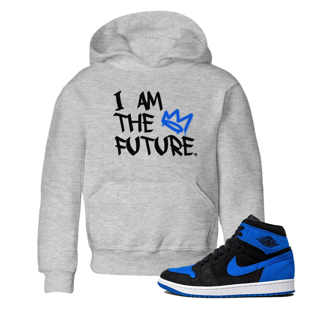 AJ1 Retro Royal Reimagined shirt to match jordans I Am The Future sneaker tees Air Jordan 1 Royal Reimagined SNRT Sneaker Tees Casual Crew Neck T-Shirt Baby Toddler Heather Grey 1 T-Shirt