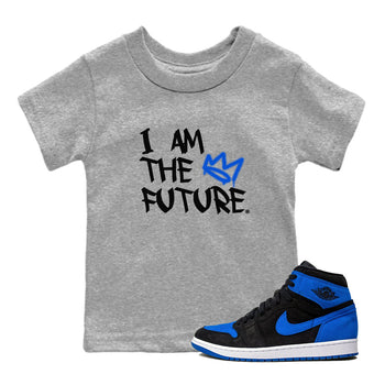 AJ1 Retro Royal Reimagined shirt to match jordans I Am The Future sneaker tees Air Jordan 1 Royal Reimagined SNRT Sneaker Tees Casual Crew Neck T-Shirt Baby Toddler Heather Grey 1 T-Shirt