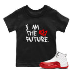 12s Cherry shirt to match jordans I Am The Future sneaker tees Air Jordan 12 Cherry SNRT Sneaker Release Tees Baby Toddler Black 1 T-Shirt