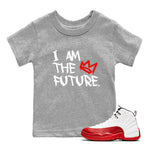 12s Cherry shirt to match jordans I Am The Future sneaker tees Air Jordan 12 Cherry SNRT Sneaker Release Tees Baby Toddler Heather Grey 1 T-Shirt