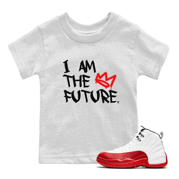 12s Cherry shirt to match jordans I Am The Future sneaker tees Air Jordan 12 Cherry SNRT Sneaker Release Tees Baby Toddler White 1 T-Shirt