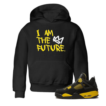 Air Jordan 4 Thunder Sneaker Match Tees I Am The Future Sneaker Tees Air Jordan 4 Retro Thunder Sneaker Release Tees Kids Shirts Black 1