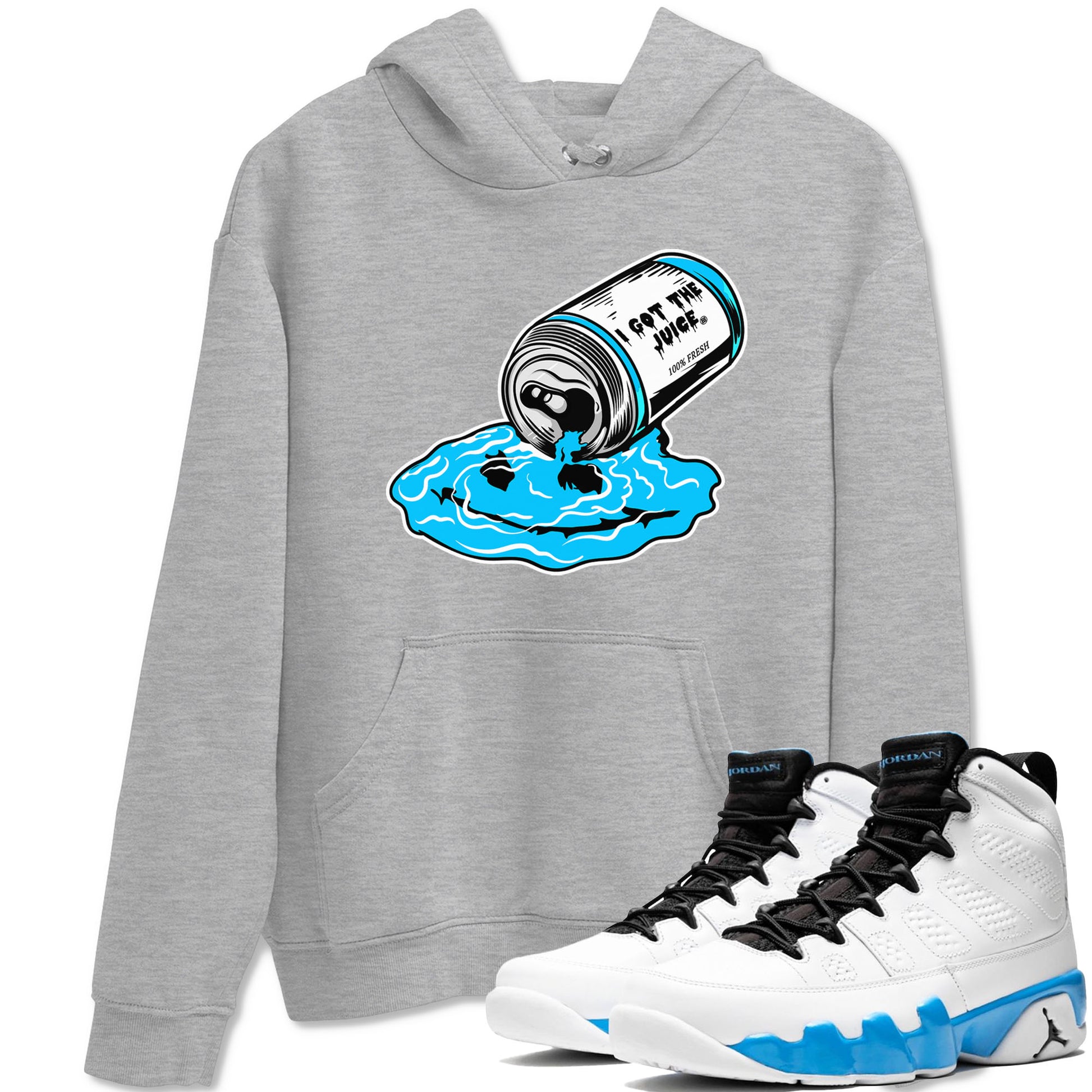 9s Powder Blue shirt to match jordans I Got The Juice sneaker tees Air Jordan 9 Powder Blue SNRT Sneaker Release Tees unisex cotton Heather Grey 1 crew neck shirt