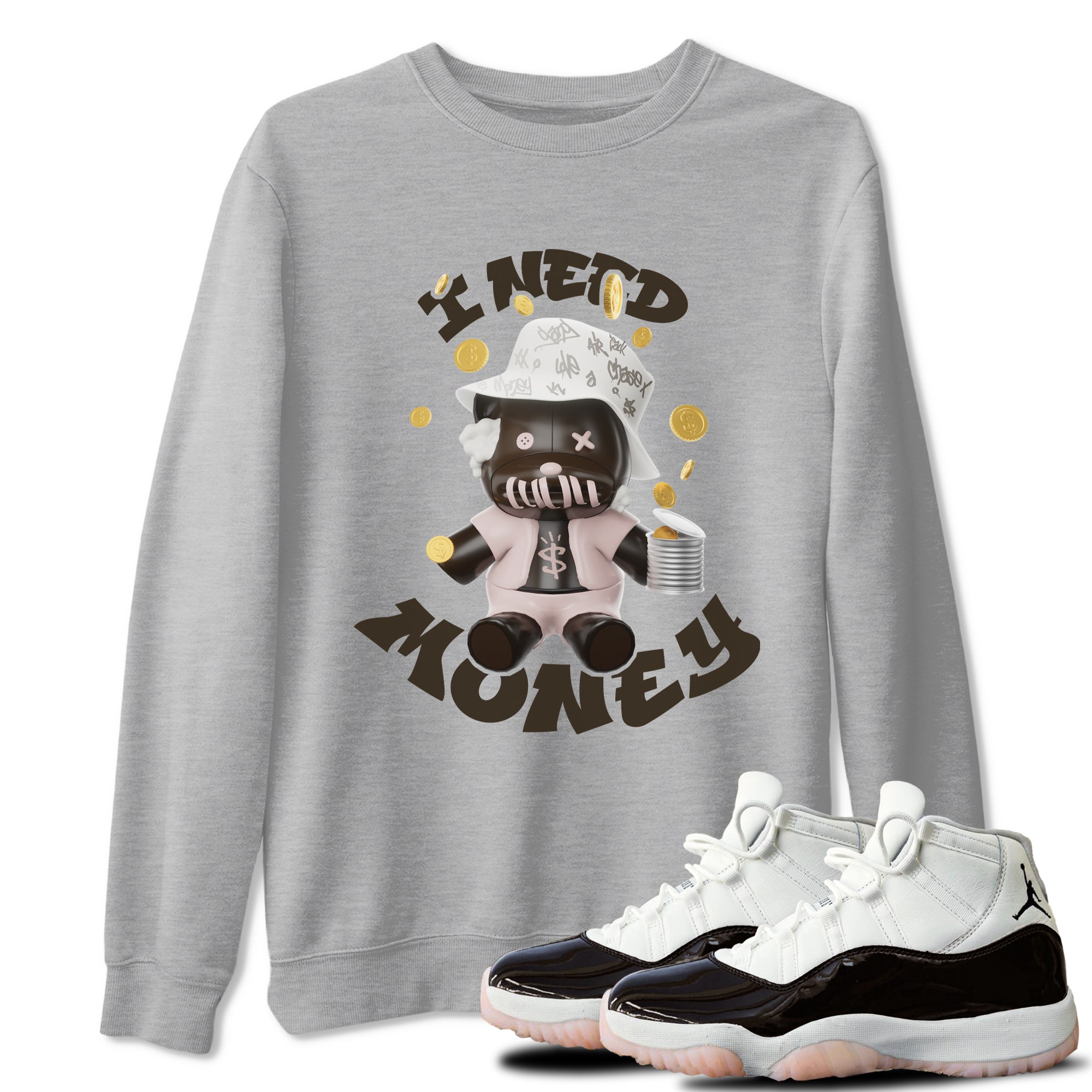 Air Jordan 11 Neapolitan shirt to match jordans I Need Money sneaker tees AJ11 Neapolitan SNRT Sneaker Release Tees Unisex Heather Grey 1 T-Shirt