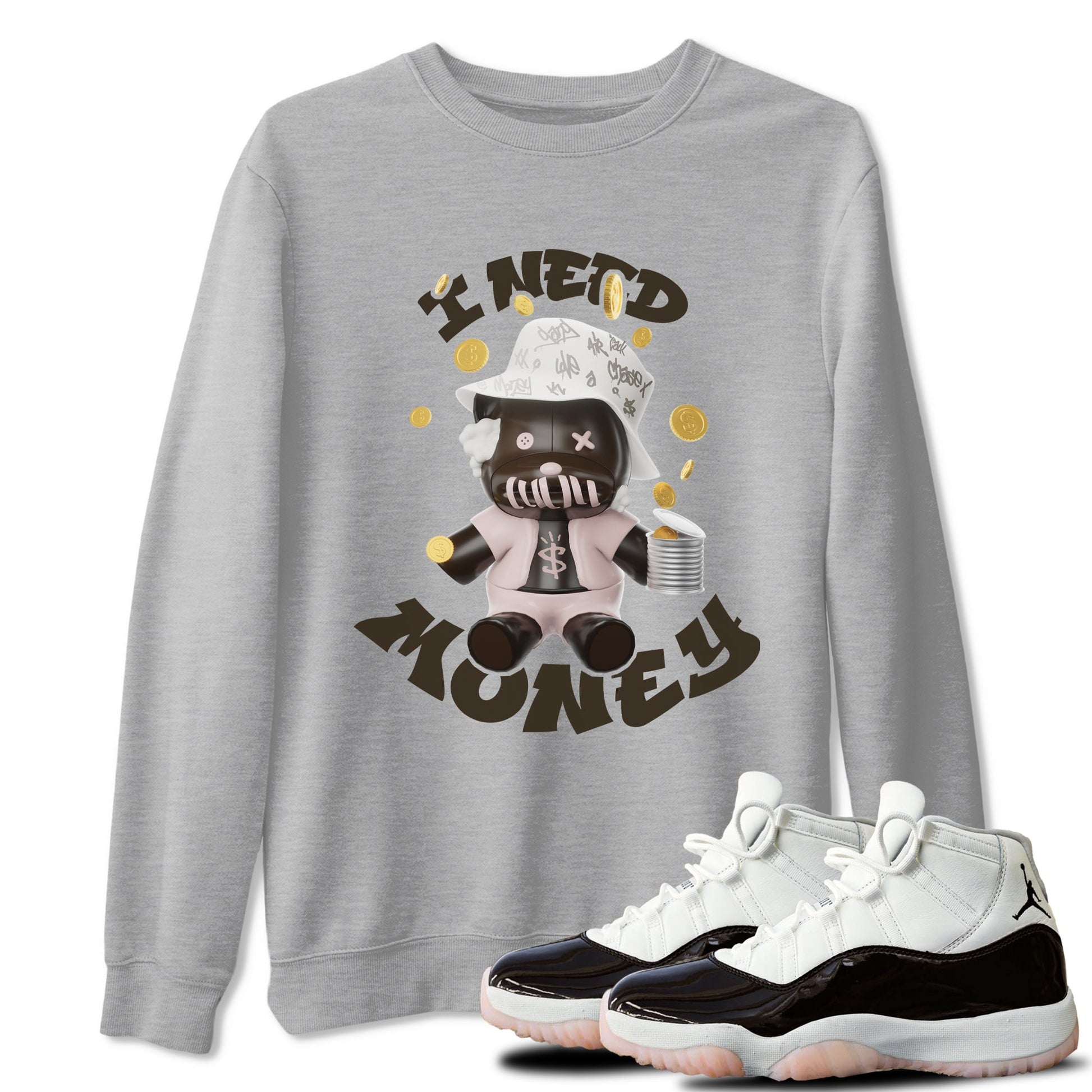 Air Jordan 11 Neapolitan shirt to match jordans I Need Money sneaker tees AJ11 Neapolitan SNRT Sneaker Release Tees Unisex Heather Grey 1 T-Shirt