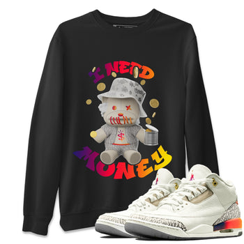 Air Jordan 3 J Balvin shirt to match jordans I Need Money sneaker tees AJ3 Balvin  SNRT Sneaker Release Tees LGBTQ Gay Pride T-Shirt Unisex Black 1 T-Shirt
