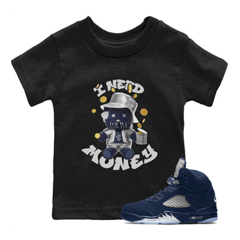 Air Jordan 5 Georgetown shirt to match jordans I Need Money sneaker tees AJ5 Georgetown SNRT Sneaker Release Tees Baby Toddler Black 1 T-Shirt