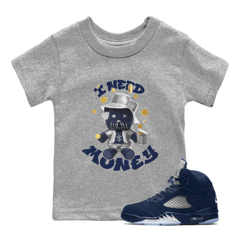 Air Jordan 5 Georgetown shirt to match jordans I Need Money sneaker tees AJ5 Georgetown SNRT Sneaker Release Tees Baby Toddler Heather Grey 1 T-Shirt
