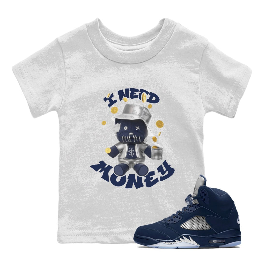 Air Jordan 5 Georgetown shirt to match jordans I Need Money sneaker tees AJ5 Georgetown SNRT Sneaker Release Tees Baby Toddler White 1 T-Shirt