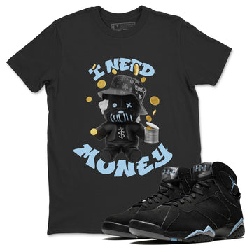 Air Jordan 7 Chambray shirt to match jordans I Need Money sneaker tees AJ7 Chambray SNRT Sneaker Release Tees Unisex Black 1 T-Shirt