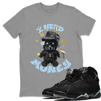 Air Jordan 7 Chambray shirt to match jordans I Need Money sneaker tees AJ7 Chambray SNRT Sneaker Release Tees Unisex Heather Grey 1 T-Shirt