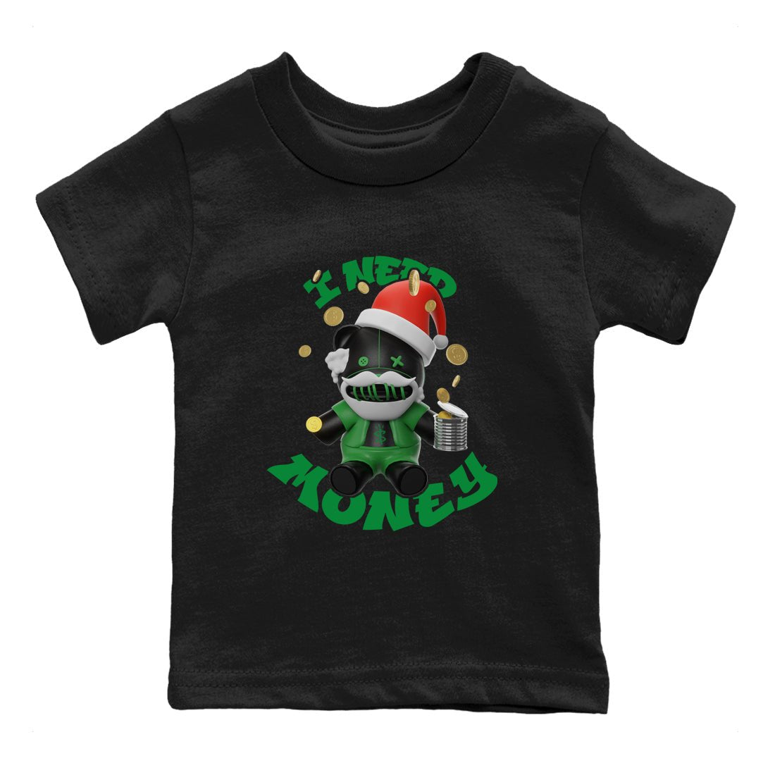 Air Jordan 1 Celtics shirt to match jordans I Need Money Christmas Edition sneaker tees Santa Gift AJ1 Celtics SNRT Sneaker Release Tees Baby Toddler Black 2 T-Shirt