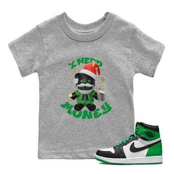 Air Jordan 1 Celtics shirt to match jordans I Need Money Christmas Edition sneaker tees Santa Gift AJ1 Celtics SNRT Sneaker Release Tees Baby Toddler Heather Grey 1 T-Shirt