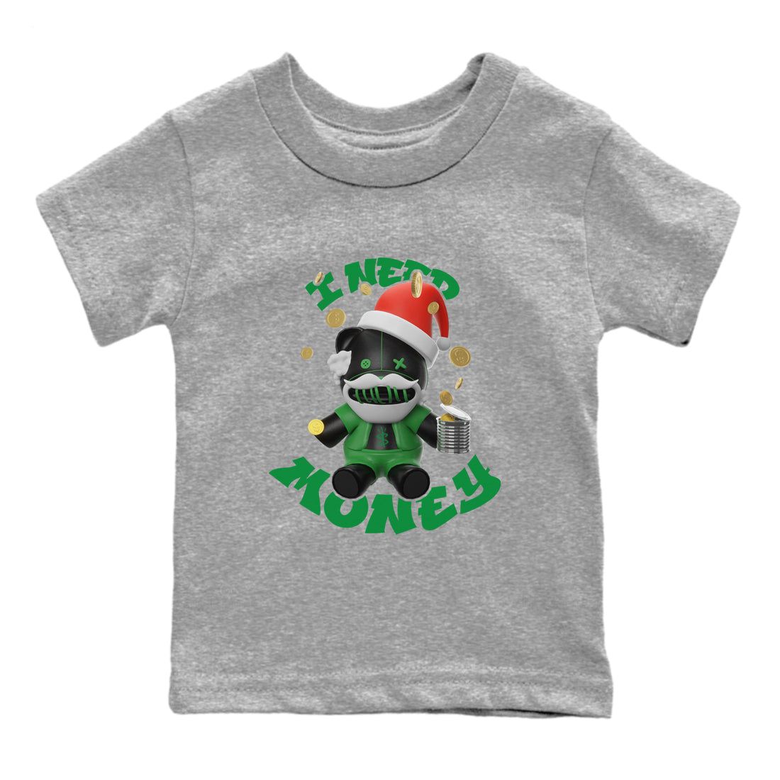Air Jordan 1 Celtics shirt to match jordans I Need Money Christmas Edition sneaker tees Santa Gift AJ1 Celtics SNRT Sneaker Release Tees Baby Toddler Heather Grey 2 T-Shirt
