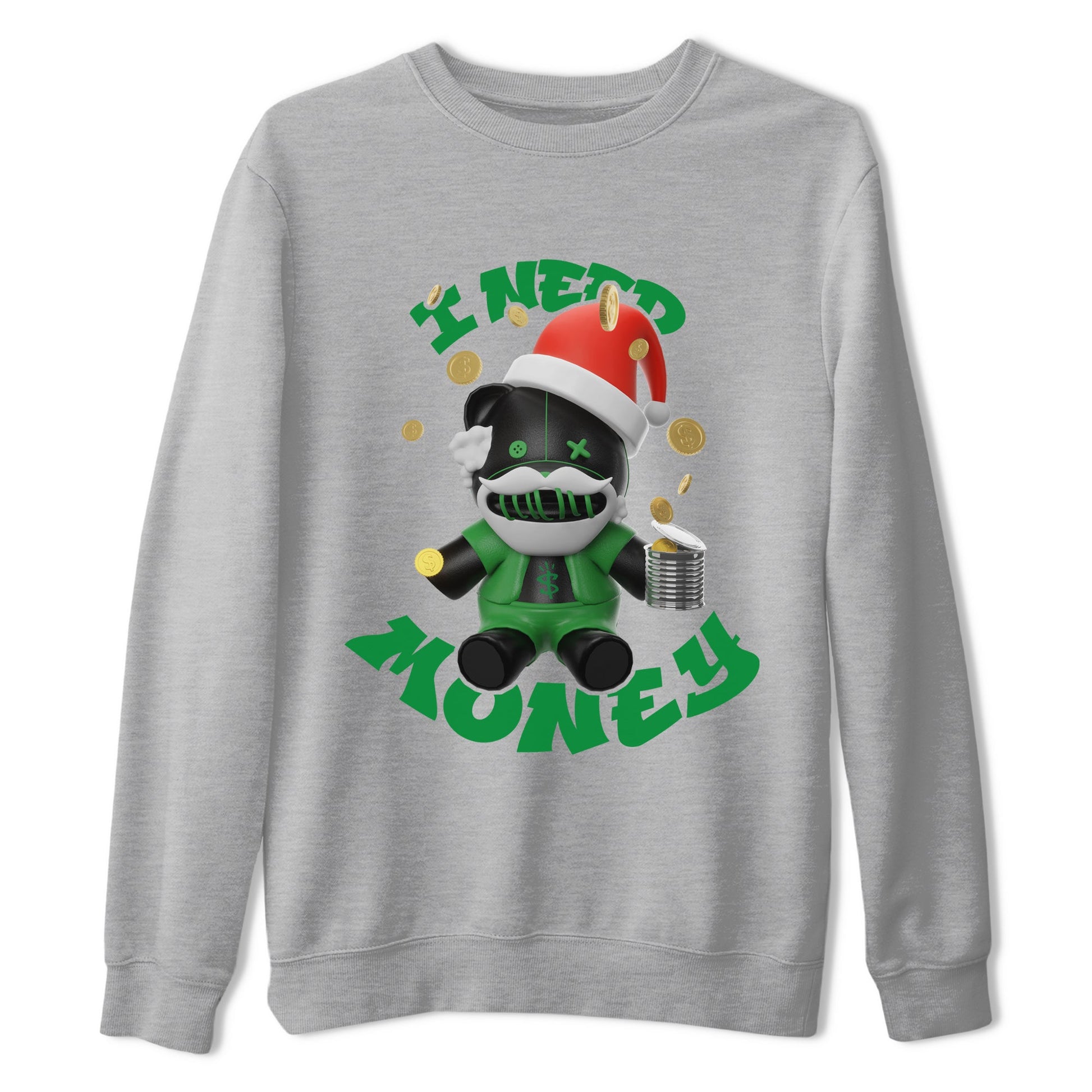 Air Jordan 1 Celtics shirt to match jordans I Need Money Christmas Edition sneaker tees Santa Gift AJ1 Celtics SNRT Sneaker Release Tees Unisex Heather Grey 2 T-Shirt