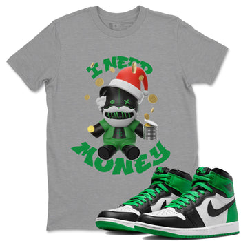 Air Jordan 1 Celtics shirt to match jordans I Need Money Christmas Edition sneaker tees Santa Gift AJ1 Celtics SNRT Sneaker Release Tees Unisex Heather Grey 1 T-Shirt