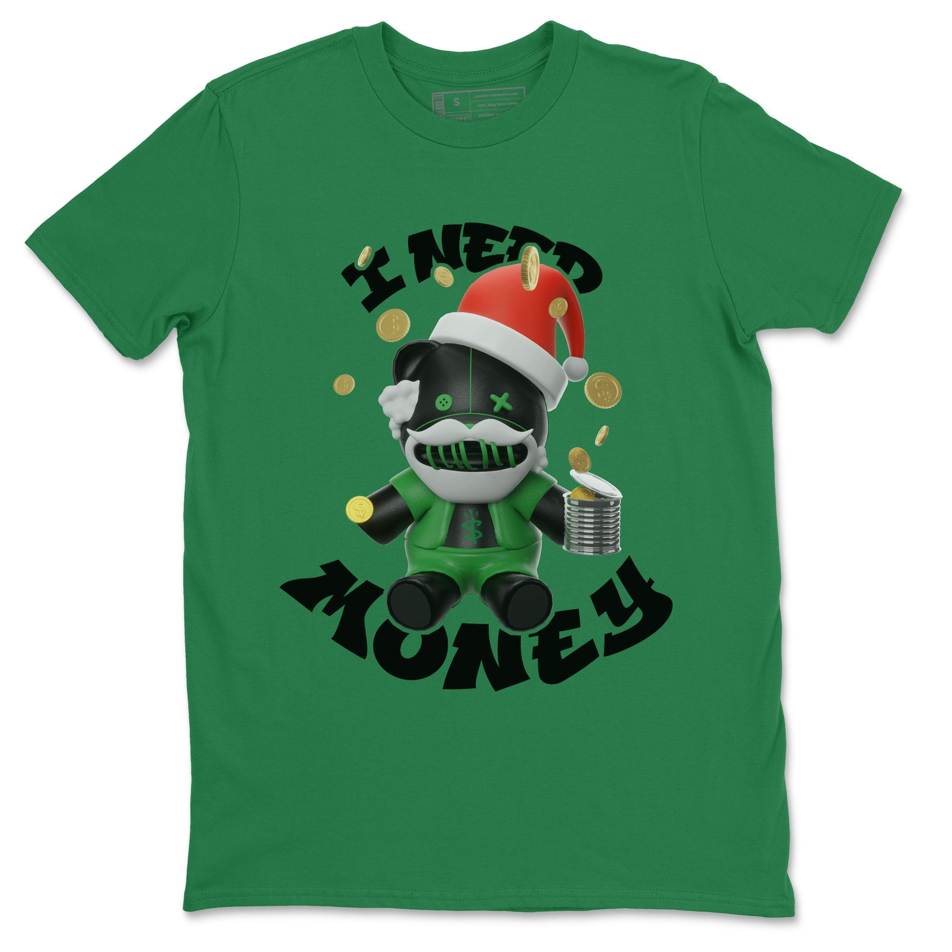 Air Jordan 1 Celtics shirt to match jordans I Need Money Christmas Edition sneaker tees Santa Gift AJ1 Celtics SNRT Sneaker Release Tees Unisex Kelly Green 2 T-Shirt