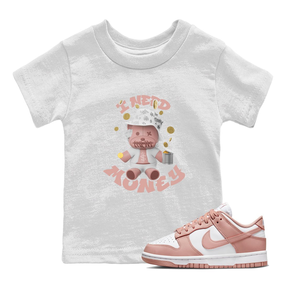 Dunk Rose Whisper shirt to match jordans I Need Money sneaker tees Nike Dunk LowRose Whisper SNRT Sneaker Release Tees Baby Toddler White 1 T-Shirt