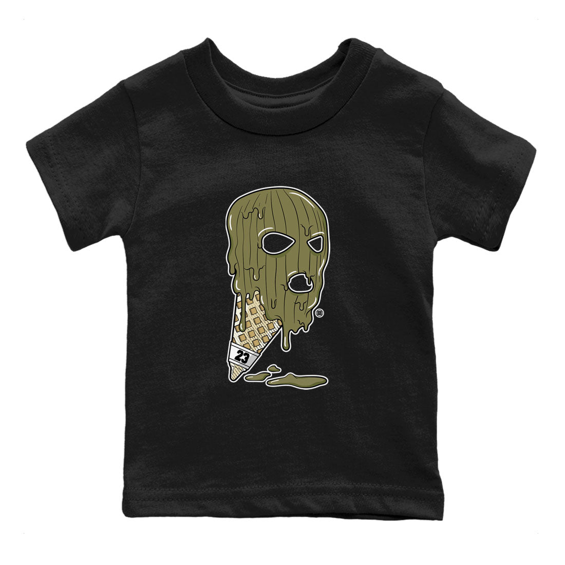 Air Jordan 4 Medium Olive shirt to match jordans Ice Cream Mask sneaker match tees 4s Olive SNRT Sneaker Release Tees Baby Toddler Black 2 T-Shirt