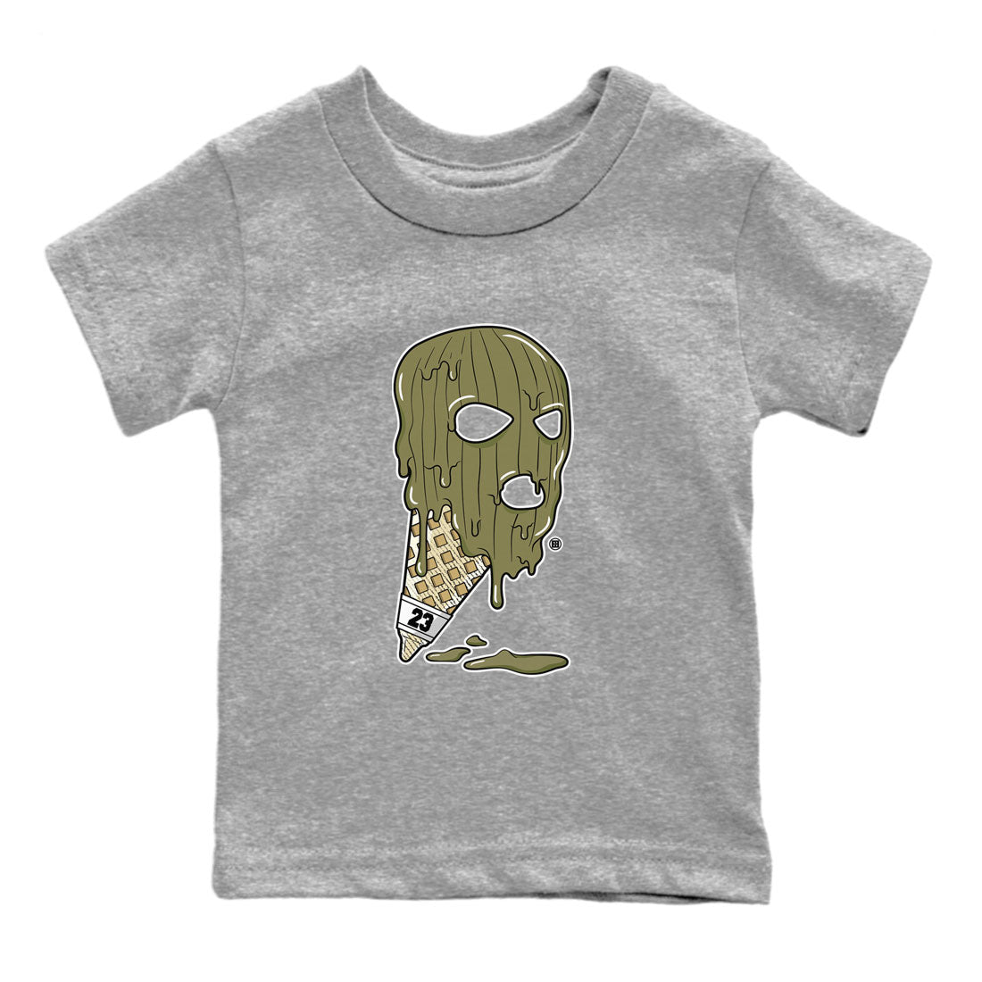 Air Jordan 4 Medium Olive shirt to match jordans Ice Cream Mask sneaker match tees 4s Olive SNRT Sneaker Release Tees Baby Toddler Heather Grey 2 T-Shirt