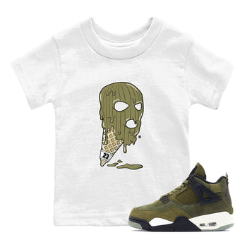 Air Jordan 4 Medium Olive shirt to match jordans Ice Cream Mask sneaker match tees 4s Olive SNRT Sneaker Release Tees Baby Toddler White 1 T-Shirt