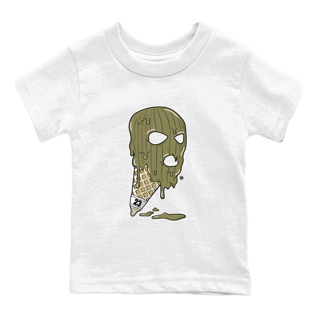 Air Jordan 4 Medium Olive shirt to match jordans Ice Cream Mask sneaker match tees 4s Olive SNRT Sneaker Release Tees Baby Toddler White 2 T-Shirt