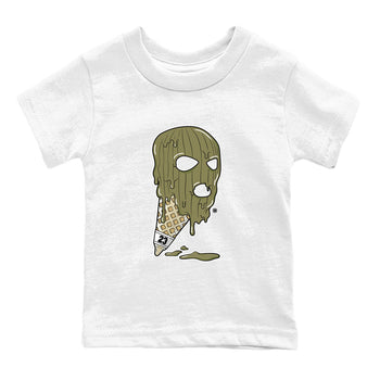 Air Jordan 4 Medium Olive shirt to match jordans Ice Cream Mask sneaker match tees 4s Olive SNRT Sneaker Release Tees Baby Toddler White 2 T-Shirt