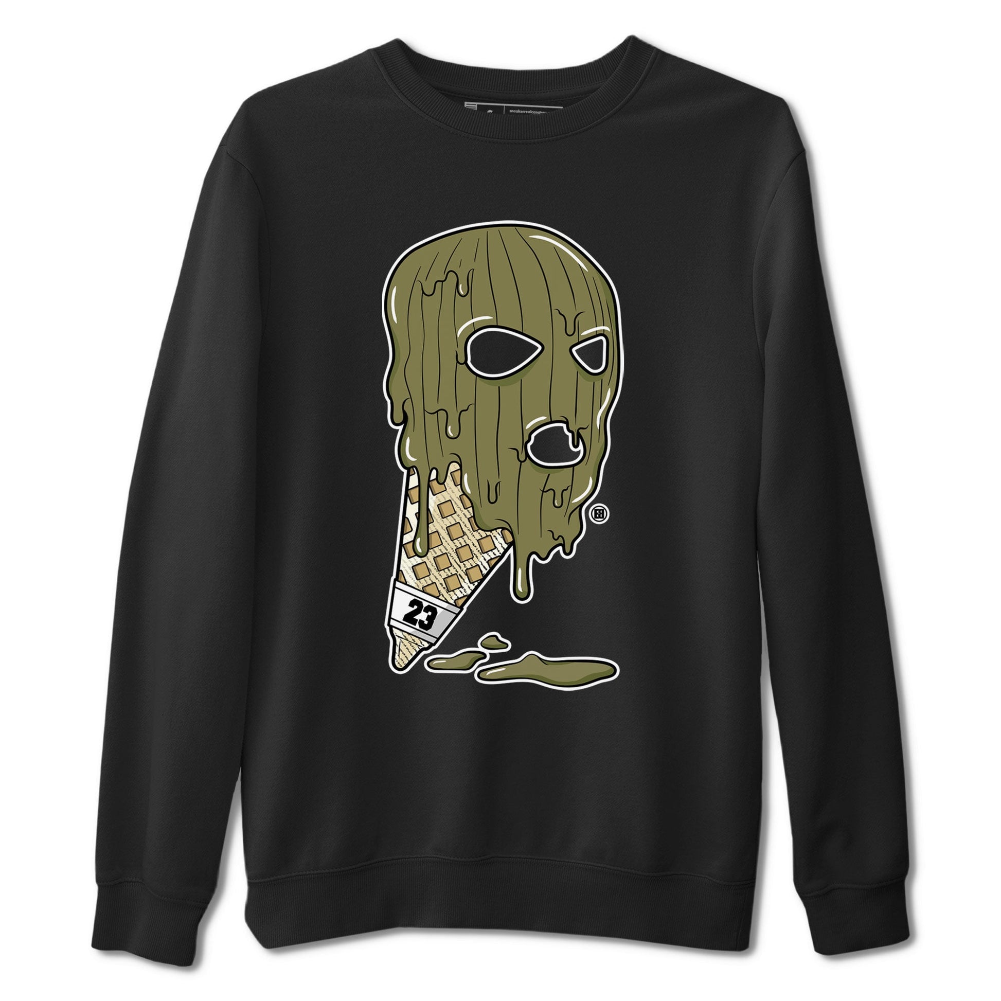 Air Jordan 4 Medium Olive shirt to match jordans Ice Cream Mask sneaker match tees 4s Olive SNRT Sneaker Release Tees Unisex Black 2 T-Shirt