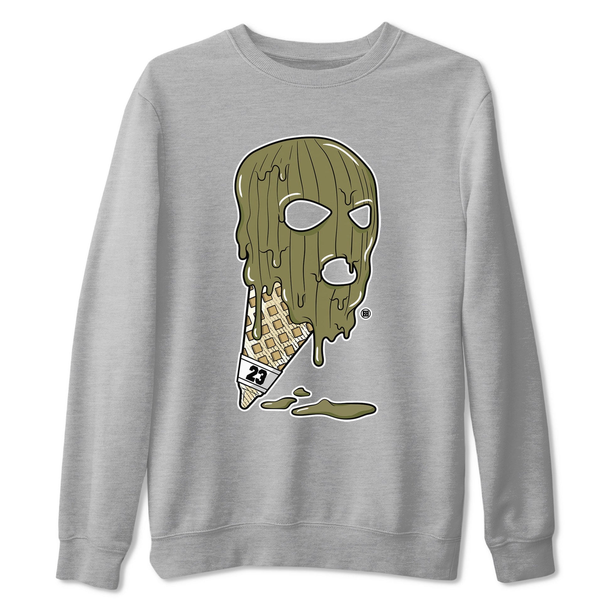 Air Jordan 4 Medium Olive shirt to match jordans Ice Cream Mask sneaker match tees 4s Olive SNRT Sneaker Release Tees Unisex Heather Grey 2 T-Shirt