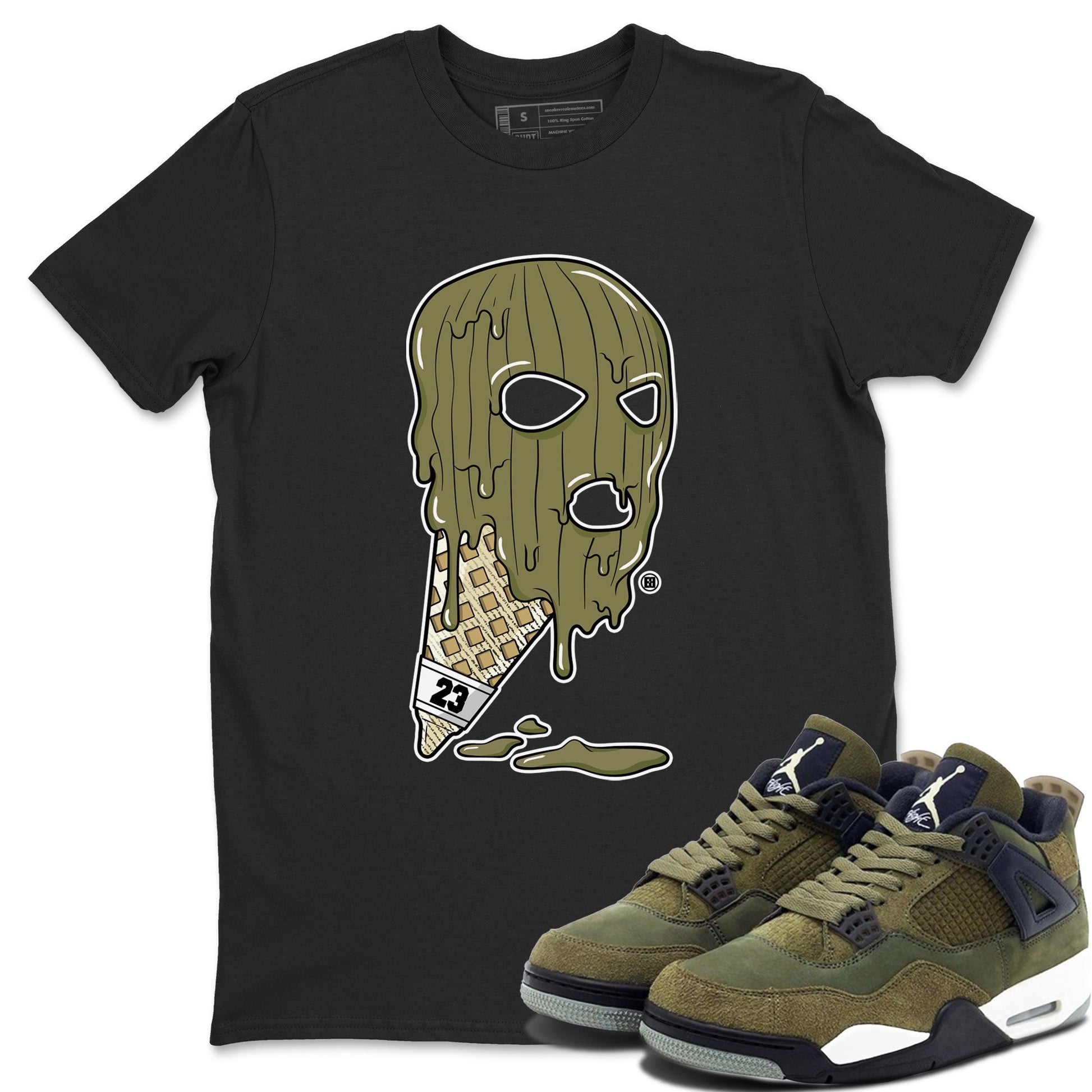 Air Jordan 4 Medium Olive shirt to match jordans Ice Cream Mask sneaker match tees 4s Olive SNRT Sneaker Release Tees Unisex Black 1 T-Shirt