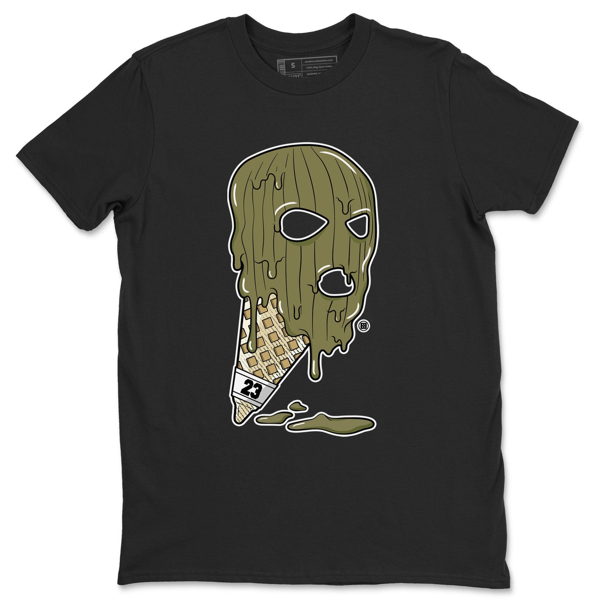 Air Jordan 4 Medium Olive shirt to match jordans Ice Cream Mask sneaker match tees 4s Olive SNRT Sneaker Release Tees Unisex Black 2 T-Shirt