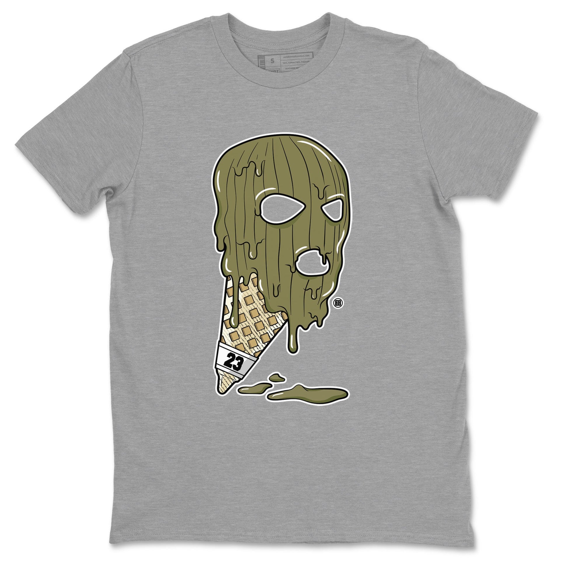 Air Jordan 4 Medium Olive shirt to match jordans Ice Cream Mask sneaker match tees 4s Olive SNRT Sneaker Release Tees Unisex Heather Grey 2 T-Shirt