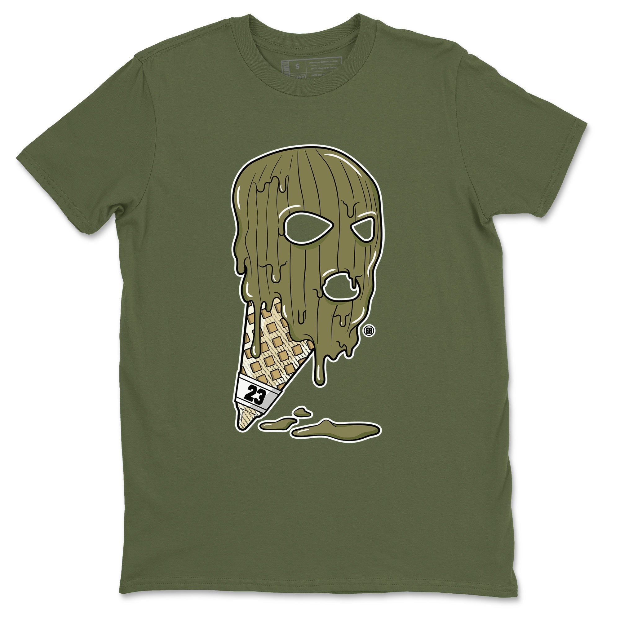 Air Jordan 4 Medium Olive shirt to match jordans Ice Cream Mask sneaker match tees 4s Olive SNRT Sneaker Release Tees Unisex Military Green 2 T-Shirt