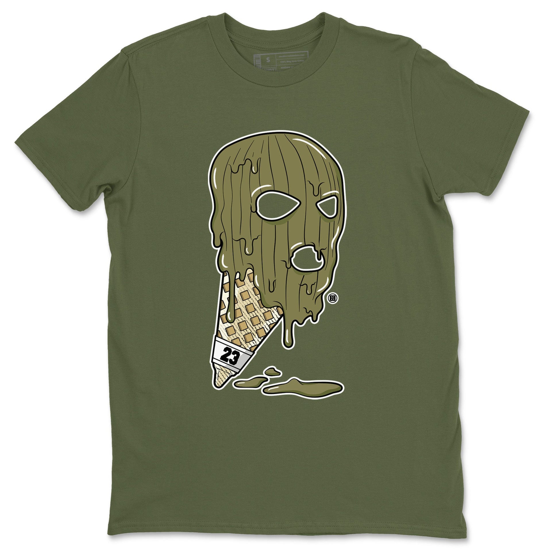 Air Jordan 4 Medium Olive shirt to match jordans Ice Cream Mask sneaker match tees 4s Olive SNRT Sneaker Release Tees Unisex Military Green 2 T-Shirt
