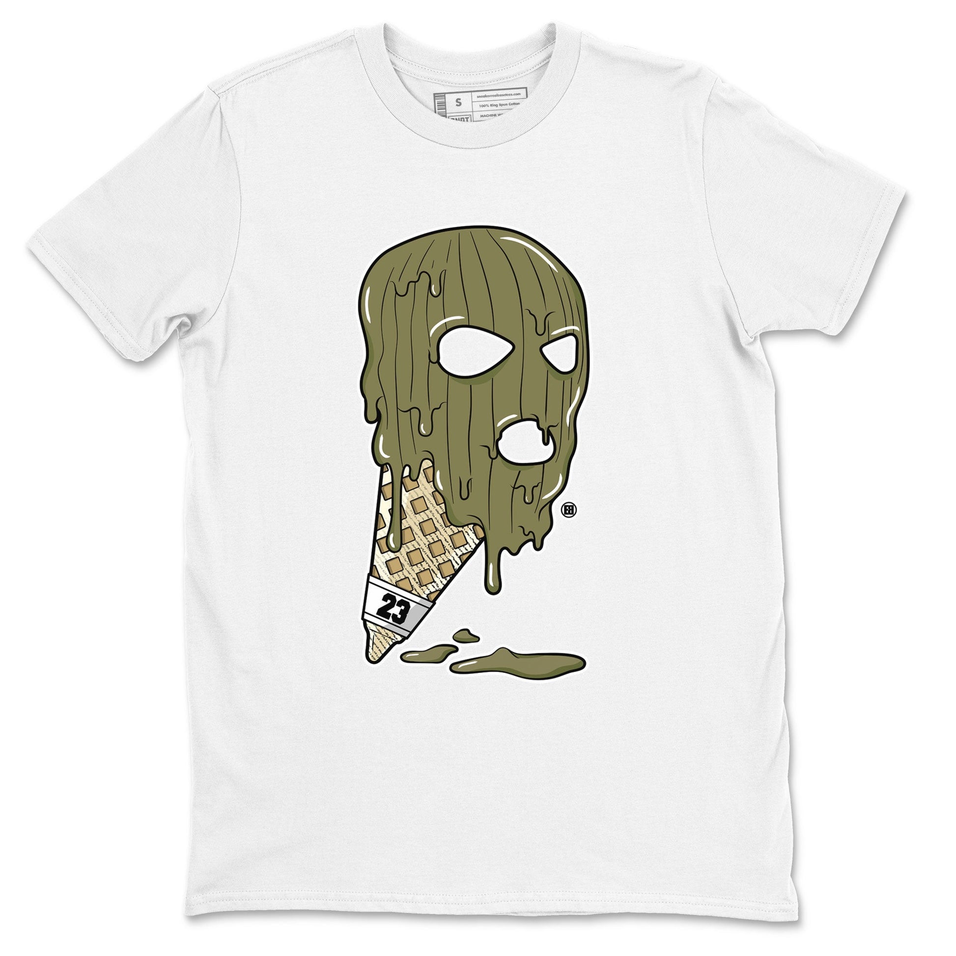 Air Jordan 4 Medium Olive shirt to match jordans Ice Cream Mask sneaker match tees 4s Olive SNRT Sneaker Release Tees Unisex White 2 T-Shirt