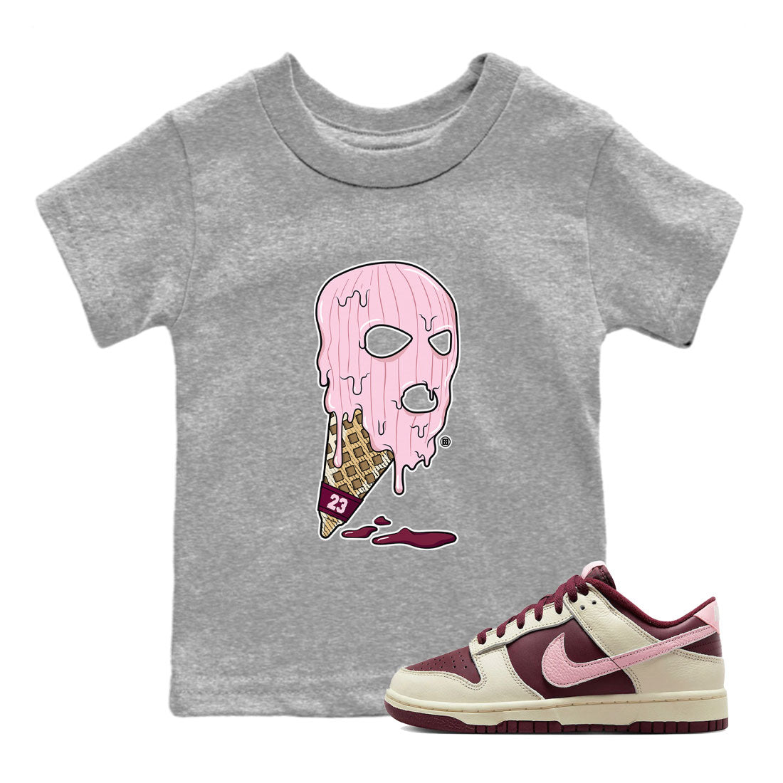 Dunk Low Valentines Day shirt to match jordans Ice Cream Mask special sneaker matching tees Dunk Valentines Day 2023 SNRT sneaker tees Baby Toddler Heather Grey 1 T-Shirt