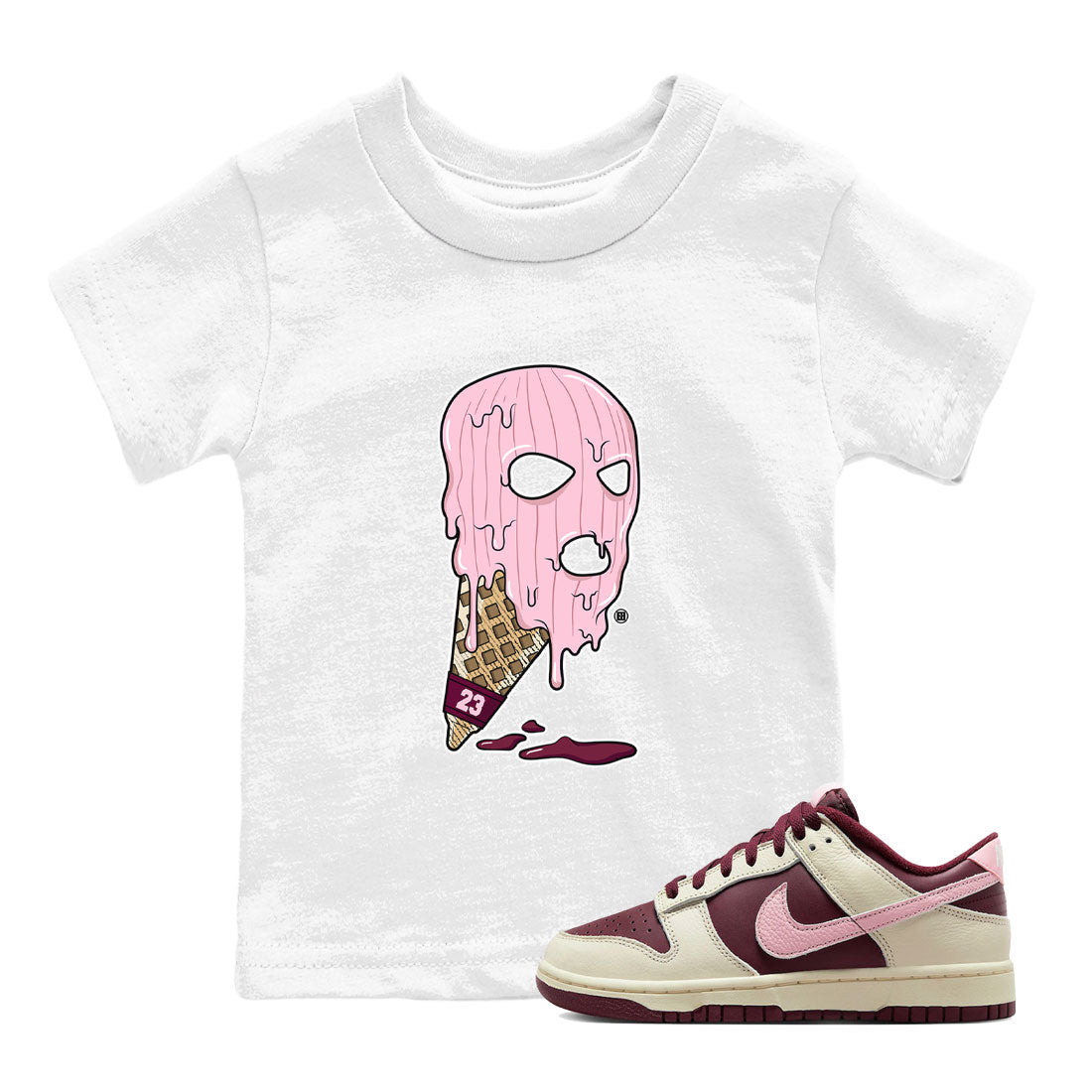 Dunk Low Valentines Day shirt to match jordans Ice Cream Mask special sneaker matching tees Dunk Valentines Day 2023 SNRT sneaker tees Baby Toddler White 1 T-Shirt