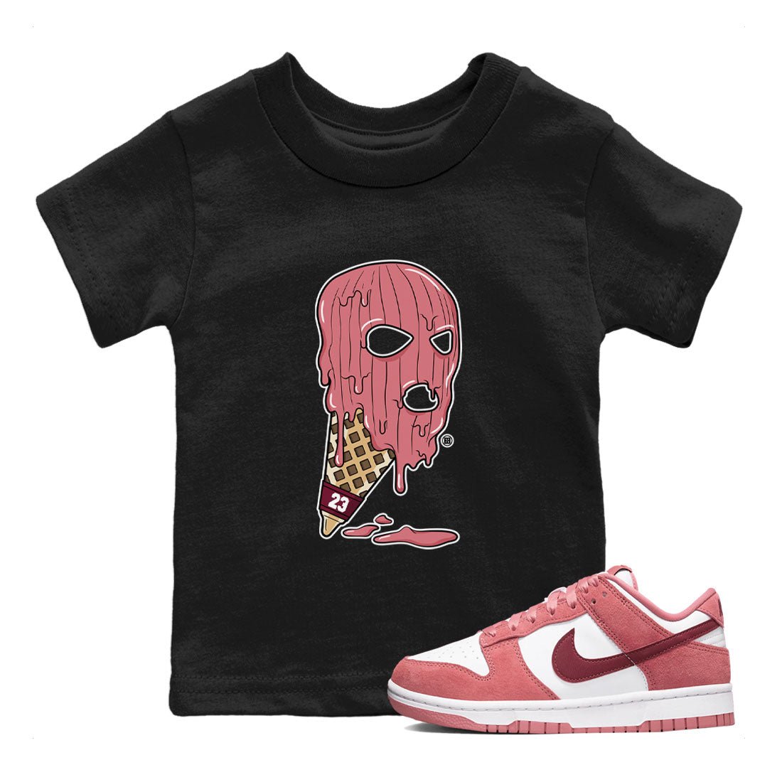 Dunk Low Valentines Day shirt to match jordans Ice Cream Mask special sneaker matching tees Dunk Valentines Day 2024 SNRT sneaker tees Baby Toddler Black 1 T-Shirt