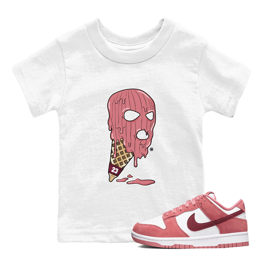 Dunk Low Valentines Day shirt to match jordans Ice Cream Mask special sneaker matching tees Dunk Valentines Day 2024 SNRT sneaker tees Baby Toddler White 1 T-Shirt