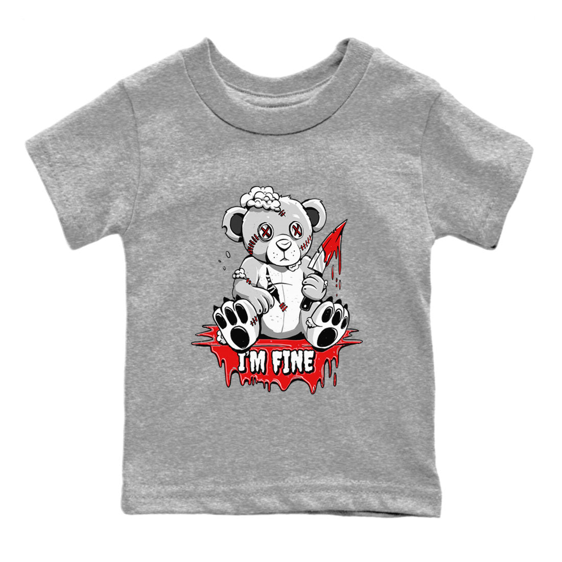Air Jordan 1 University Red shirt to match jordans I'm Fine sneaker tees Jordan 1 Low University Red SNRT Sneaker Release Tees Baby Toddler Heather Grey 2 T-Shirt