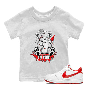 Air Jordan 1 University Red shirt to match jordans I'm Fine sneaker tees Jordan 1 Low University Red SNRT Sneaker Release Tees Baby Toddler White 1 T-Shirt