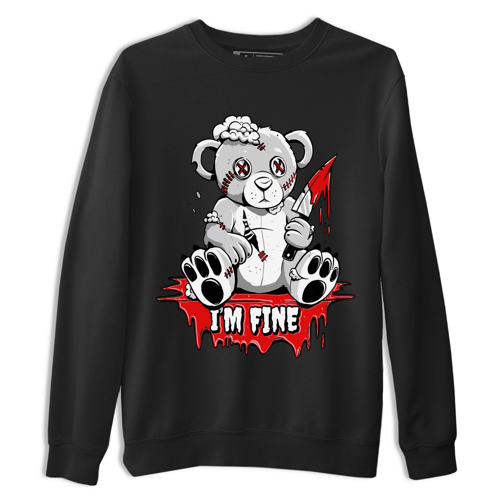 Air Jordan 1 University Red shirt to match jordans I'm Fine sneaker tees Jordan 1 Low University Red SNRT Sneaker Release Tees Crew Neck Casual Unisex Black 2 T-Shirt