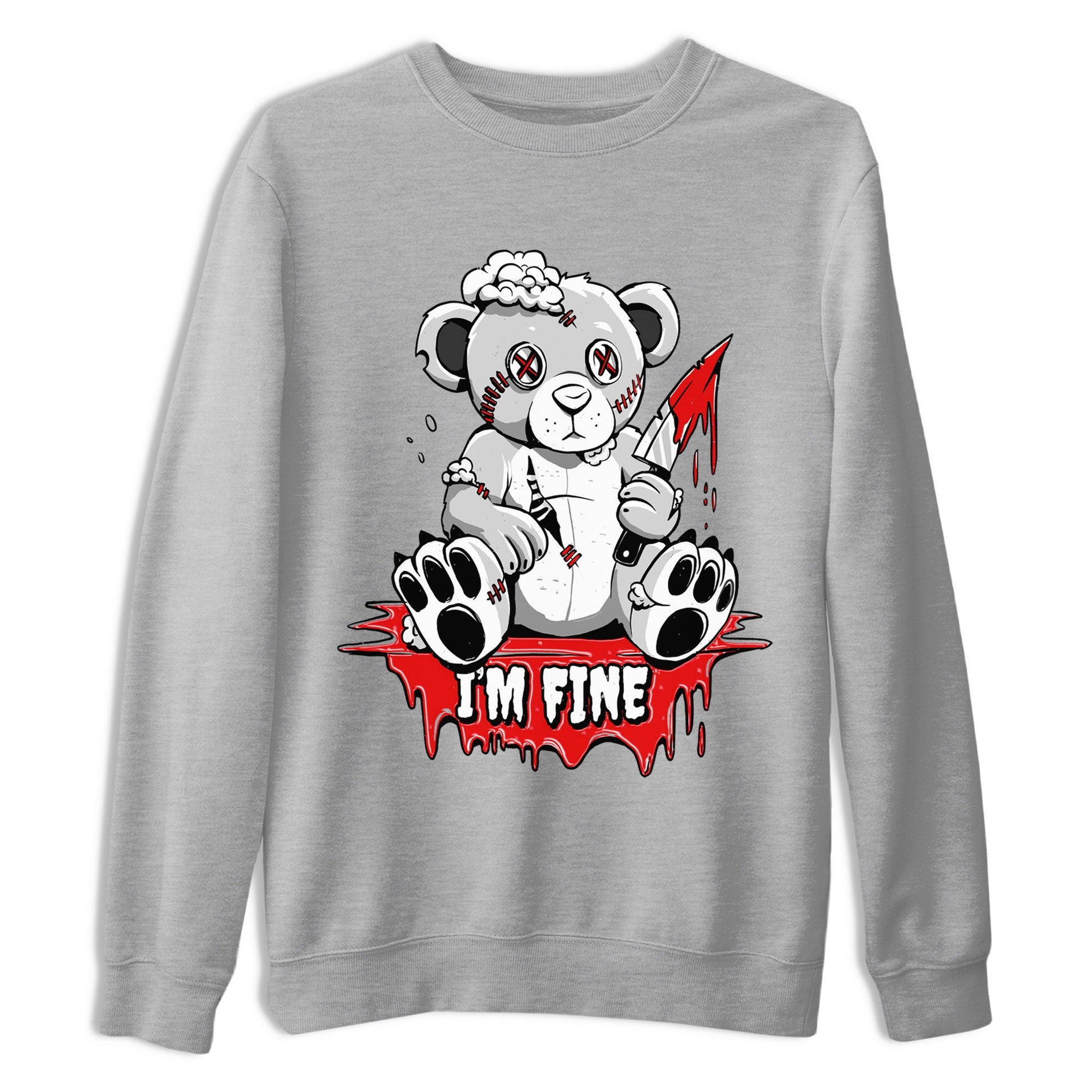Air Jordan 1 University Red shirt to match jordans I'm Fine sneaker tees Jordan 1 Low University Red SNRT Sneaker Release Tees Crew Neck Casual Unisex Heather Grey 2 T-Shirt