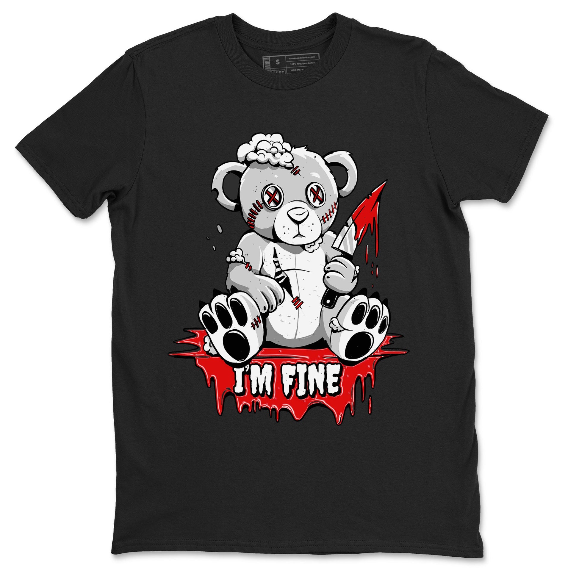 Air Jordan 1 University Red shirt to match jordans I'm Fine sneaker tees Jordan 1 Low University Red SNRT Sneaker Release Tees Crew Neck Casual Unisex Black 2 T-Shirt