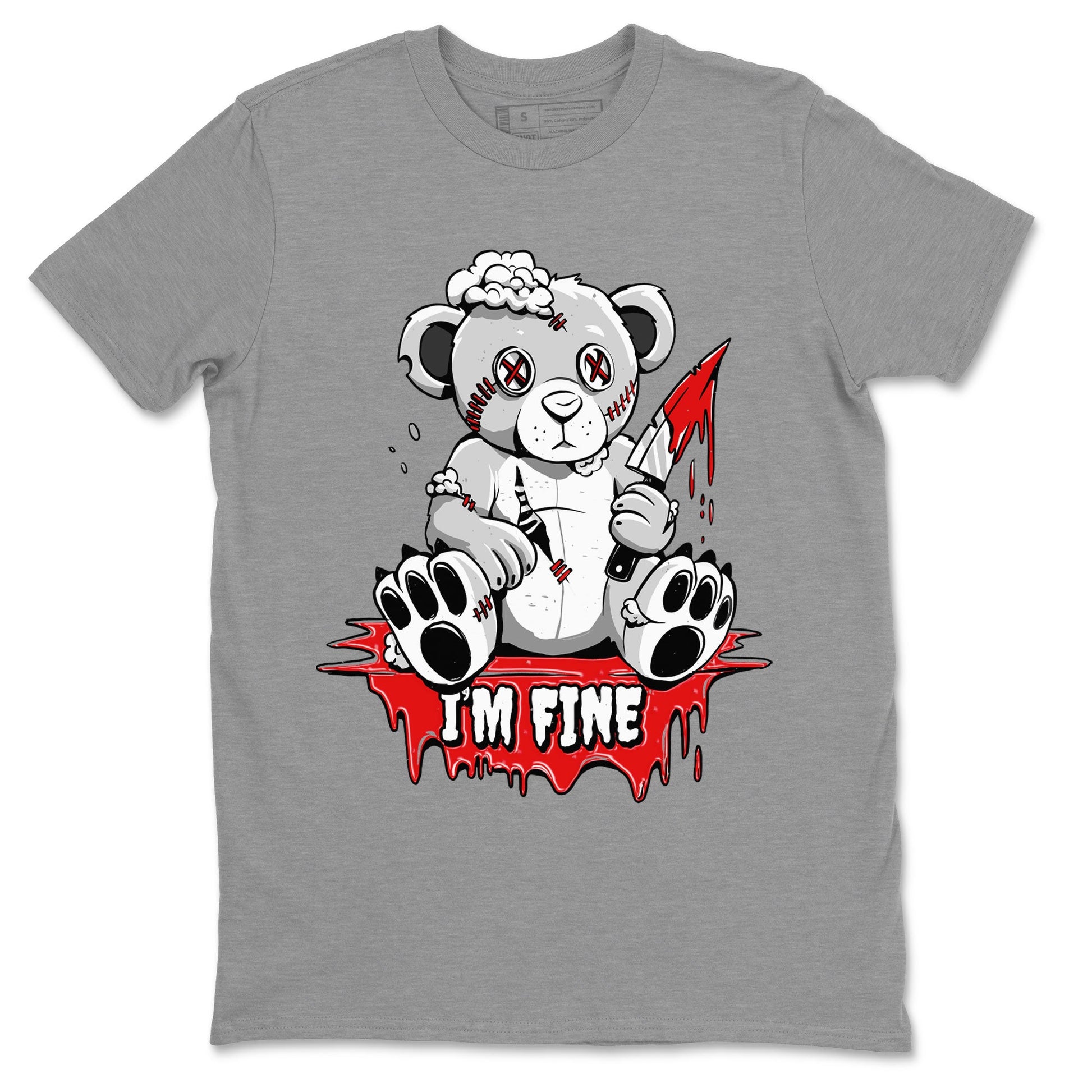 Air Jordan 1 University Red shirt to match jordans I'm Fine sneaker tees Jordan 1 Low University Red SNRT Sneaker Release Tees Crew Neck Casual Unisex Heather Grey 2 T-Shirt