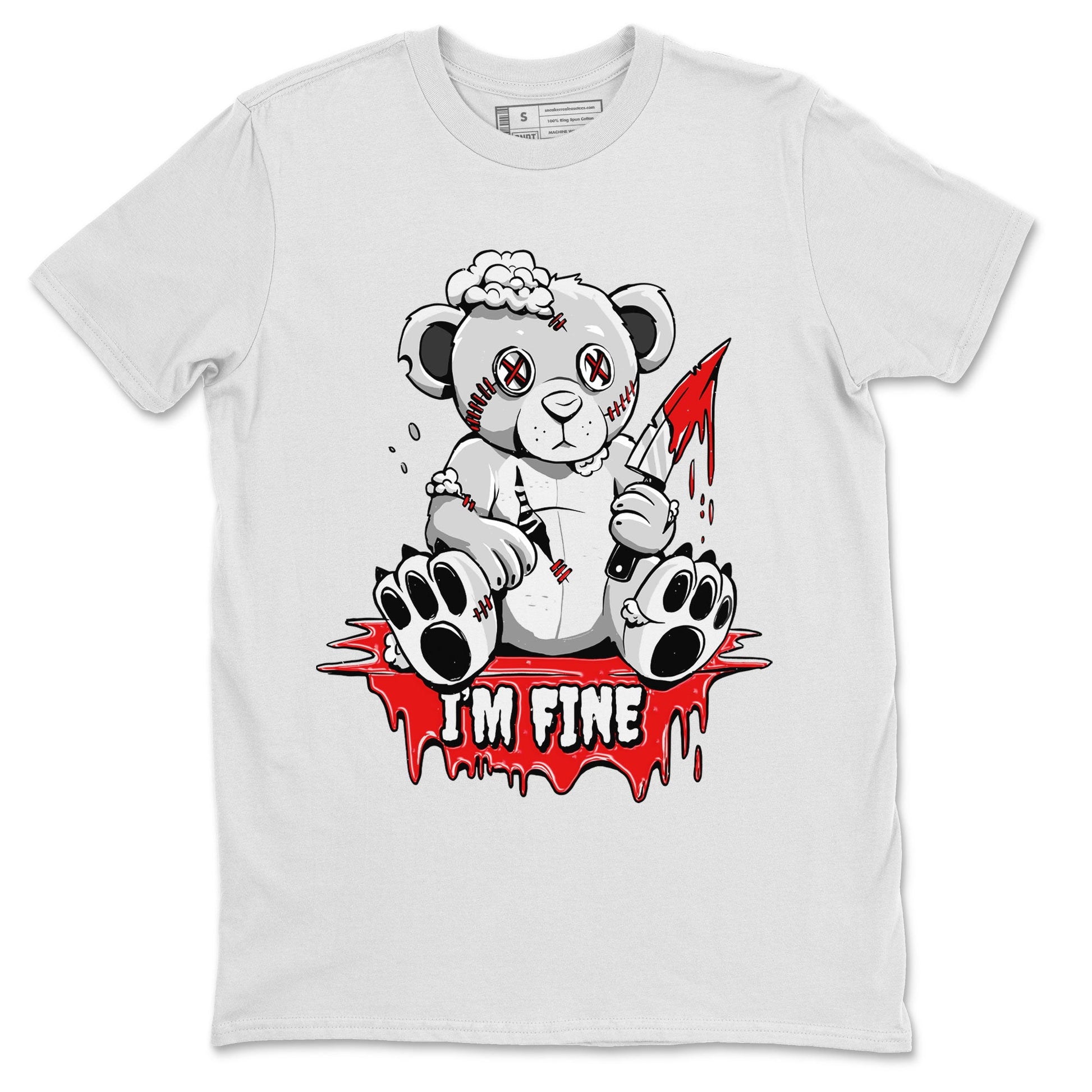 Air Jordan 1 University Red shirt to match jordans I'm Fine sneaker tees Jordan 1 Low University Red SNRT Sneaker Release Tees Crew Neck Casual Unisex White 2 T-Shirt