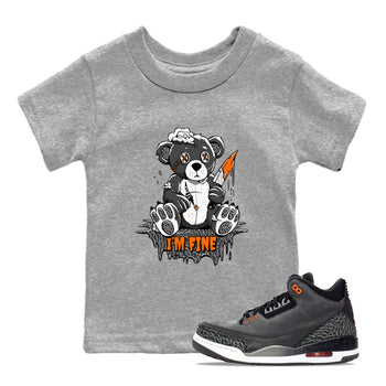 Jordan 3 Retro Fear AJ3 Grey shirt to match jordans I'm Fine sneaker tees Air Jordan 3 Fear SNRT Sneaker Release Tees Baby Toddler Heather Grey 1 T-Shirt