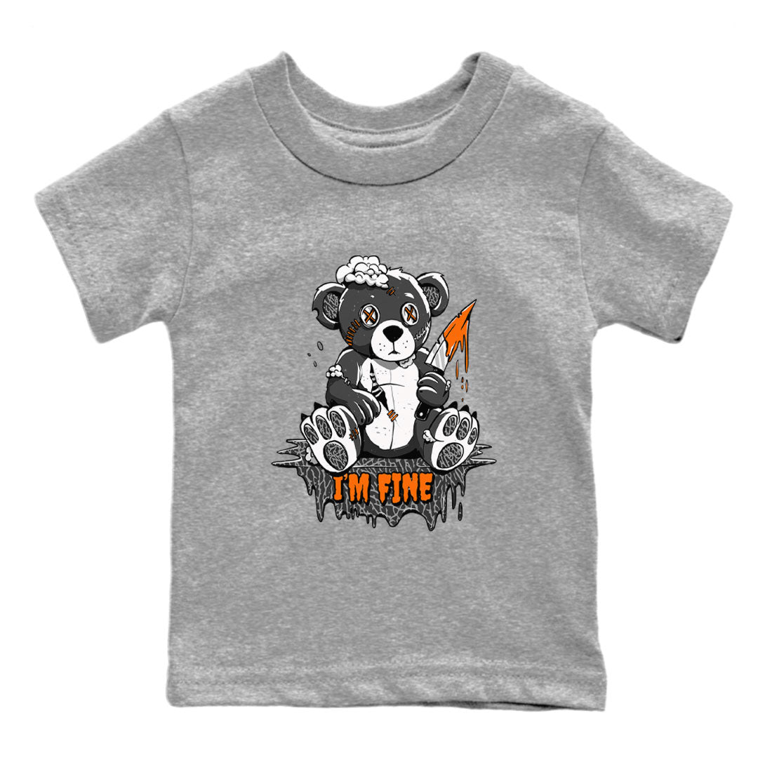 Jordan 3 Retro Fear AJ3 Grey shirt to match jordans I'm Fine sneaker tees Air Jordan 3 Fear SNRT Sneaker Release Tees Baby Toddler Heather Grey 2 T-Shirt