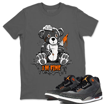 Jordan 3 Retro Fear AJ3 Grey shirt to match jordans I'm Fine sneaker tees Air Jordan 3 Fear SNRT Sneaker Release Tees Crew Neck Casual Unisex Cool Grey 1 T-Shirt